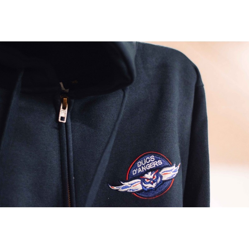 Sweat capuche zip unisexe brodé | Ducs d'Angers